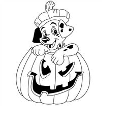 Dalmatian In Pumpkin (101 Dalmatians) Digital Files - Svg/pdf/png/jpeg - Halloween Coloring Page/halloween Coloring Page