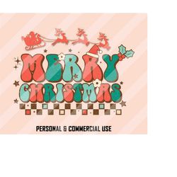 Merry Christmas PNG, Christmas Sublimation Designs, Retro Christmas Png, Christmas Png, Holly Jolly Png, Winter Png, Sub
