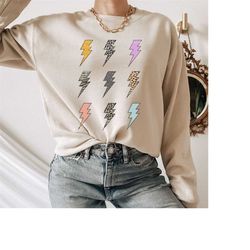 Lightning Bolt Sweatshirt, Lightning Bolt Shirt, Lightning Bolt Sweater, Graphic Sweatshirts, Unique Gifts for Women, Wi