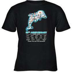 Miami Dolphins Logo 55Th Anniversary 1966 2021 Thank You For The Memories Signatures Youth T-Shirt