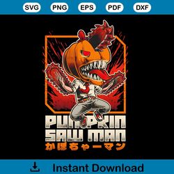 Retro Horror Pumpkin Saw Man PNG Sublimation Download