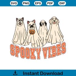 Retro Ghost Spooky Vibes Dog Lover SVG Cutting Digital File