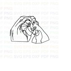 mufasa_and_Nala_the_lion_king_1 Outline Svg Dxf Eps Pdf Png, Cricut, Cutting file, Vector, Clipart - Instant Download