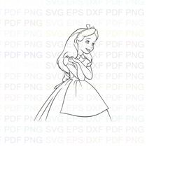 Alice_Wonderland_0015 Outline Svg Dxf Eps Pdf Png, Cricut, Cutting file, Vector, Clipart - Instant Download