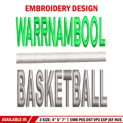 Warrnambool Basketball embroidery design, Warrnambool Basketball embroidery, logo design, logo shirt, Digital download.