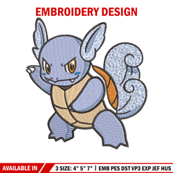 Wartortle embroidery design, Pokemon embroidery, Anime design, Embroidery shirt, Embroidery file, Digital download