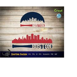 Boston Baseball Skyline for cutting - SVG, AI, PNG, Cricut and Silhouette Studio Clip Art