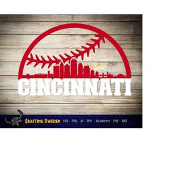 Cincinnati Ohio Baseball Skyline for cutting & - SVG, AI, PNG, Cricut and Silhouette Studio