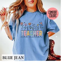 Wildflower Teacher Name Shirt, Custom Teacher TShirt, Personalized Teacher T Shirt, Gift for Teacher, Cute Teacher Tee,