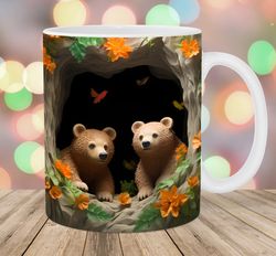 3d bears hole in a wall mug