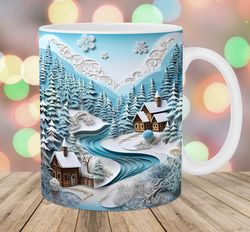 3d christmas winter landscape mug