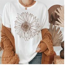 Sunflower Shirt, Sunflower Tshirt, Womens Boho Flower Shirt, Ladies Sunflower Tee, Cute Summer Clothes, Boho T shirts, S