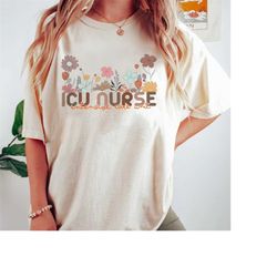 Nurse Shirt, Flowers ICU Nurse, icu nurse shirt, Nurse Gift, Nurse Life, Nurse Graduation Gift, Gift for Nurse, Nurse Ne
