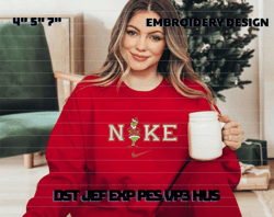 NIKE X GRINCH EMBROIDERED SWEATSHIRTS, CHRISTMAS EMBROIDERED SWEATSHIRTS, SWOOSH EMBROIDERED SHIRTS, Embroidery Design
