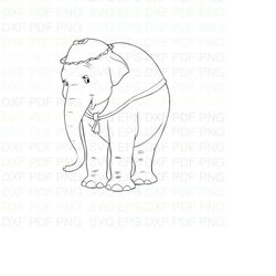 Jumbo_Mother_Dumbo_Elephant Outline Svg Dxf Eps Pdf Png, Cricut, Cutting file, Vector, Clipart - Instant Download