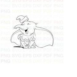Dumbo_Elephant_Laughter Outline Svg Dxf Eps Pdf Png, Cricut, Cutting file, Vector, Clipart - Instant Download