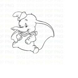 Dumbo_Baby_Elephant_4 Outline Svg Dxf Eps Pdf Png, Cricut, Cutting file, Vector, Clipart - Instant Download
