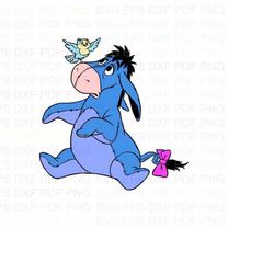 Eeyore_Donkey_with_bird_Winnie_the_Pooh Svg Dxf Eps Pdf Png, Cricut, Cutting file, Vector, Clipart - Instant Download