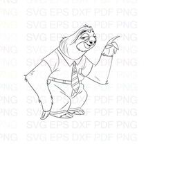 Flash_Slothmore_Zootopia Outline Svg Dxf Eps Pdf Png, Cricut, Cutting file, Vector, Clipart - Instant Download