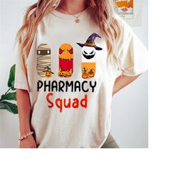 Funny Halloween Pharmacy Squad Witch Tablet Nurse Docter T-Shirt, Boo Crew Shirt, Halloween Ghost Shirt, Custom Nurse Ha