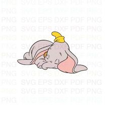 Dumbo_Elephant_Sleeping Svg Dxf Eps Pdf Png, Cricut, Cutting file, Vector, Clipart - Instant Download