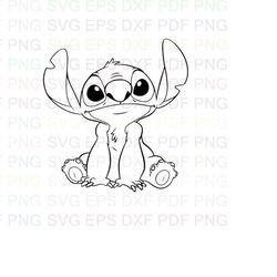 Stitch_3_Lilo_and_Stitch Outline Svg Dxf Eps Pdf Png, Cricut, Cutting file, Vector, Clipart - Instant Download