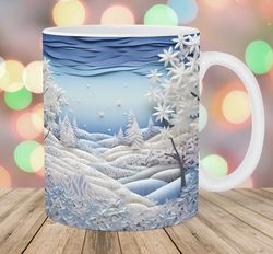 3d snow winter landscape mug