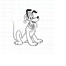 Classic_Pluto_Christmas_Mickey_Mouse Outline Svg Dxf Eps Pdf Png, Cricut, Cutting file, Vector, Clipart - Instant Downlo