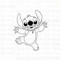 Stitch_Lilo_and_Stitch_Very_Happy Outline Svg Dxf Eps Pdf Png, Cricut, Cutting file, Vector, Clipart - Instant Download