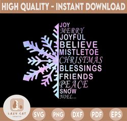 Joy Merry Joyful Believe PNG, Christmas Blessing Friends, Peace Snow Noel PNG, Snow Flake PNG, Christmas Winter PNG, Chr
