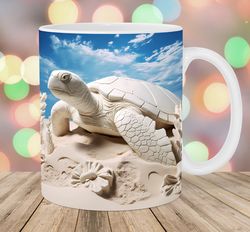 3D White Turtle Mug