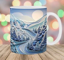 3d winter landscape mug
