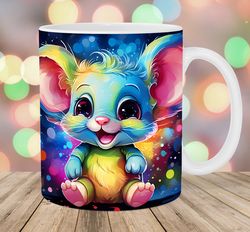 colorful neon baby mouse mug