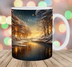 glitter winter landscape mug
