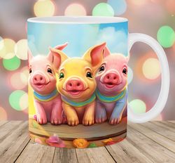 three cute baby pigs mug