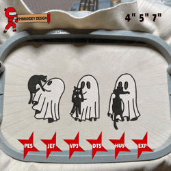 Spooky Vibes Embroidery Machine Design, Spooky Halloween Embroidery Design, Cute Spooky With Black Cat Embroidery Design