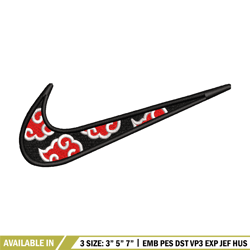 Akatsuki Nike embroidery design, Naruto embroidery, Nike design, anime design, anime shirt, Digital download