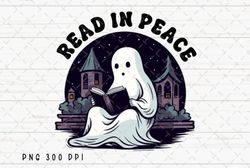 Book Lover Ghost Retro Halloween PNG