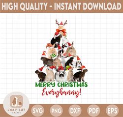Christmas Tree with Santa Hat Bunnies Sublimation Design, Digital Art Santa Hat Rabbit Image Pack, PNG, Sublimation