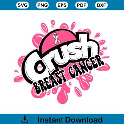 Pink Ribbon Crush Breast Cancer SVG Cutting Digital File