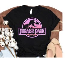 Jurassic Park Retro Neon Pink Logo Graphic T-Shirt, Jurassic World Dinosaur T-Rex Shirt, Magic Kingdom, Disneyland Trip