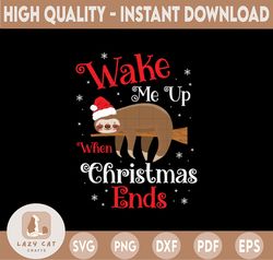 Sloth Christmas Sleeping Png, Wake Up Me When It's Christmas Png, Digital Download, Sloth SVG