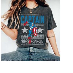 Marvel Captain America Ugly Christmas Sweater Sweatshirt Shirt, Christmas Party Tee, Disneyland Xmas Matching Shirt, Wal