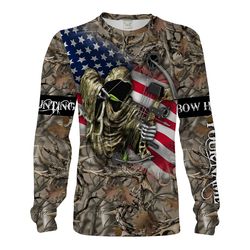 Bow hunting American Flag Custom name 3D All over print Hoodie, T shirt, Pullover shirt &8211 Personalized hunting gift