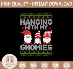 Hanging With My Gnomies Svg, Plaid Pattern Hat Gnome Svg, Christmas Gnome Svg, Christmas Cut File Svg, Dxf, Eps, Png