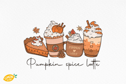 Retro Fall Pumpkin Spice Latte PNG