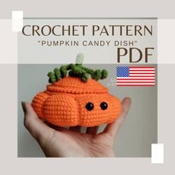 Crochet Pattern pumpkin candy dish, amigurumi pattern, pumpkin pattern, digital file