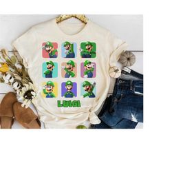 Nintendo Super Mario Luigi Portrait Moods T-Shirt, Classic Luigi Vintage Shirt, Magic Kingdom Shirt, Disneyland WDW Trip
