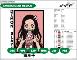 Anime Girl Embroidery Design File, Machine Embroidery Designs PES JEF DST files, Embroidery Machine Design
