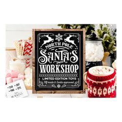 North Pole workshop svg, Santa's workshop svg, Farmhouse Christmas svg, Workshop svg svg, Vintage Christmas svg,  farmho